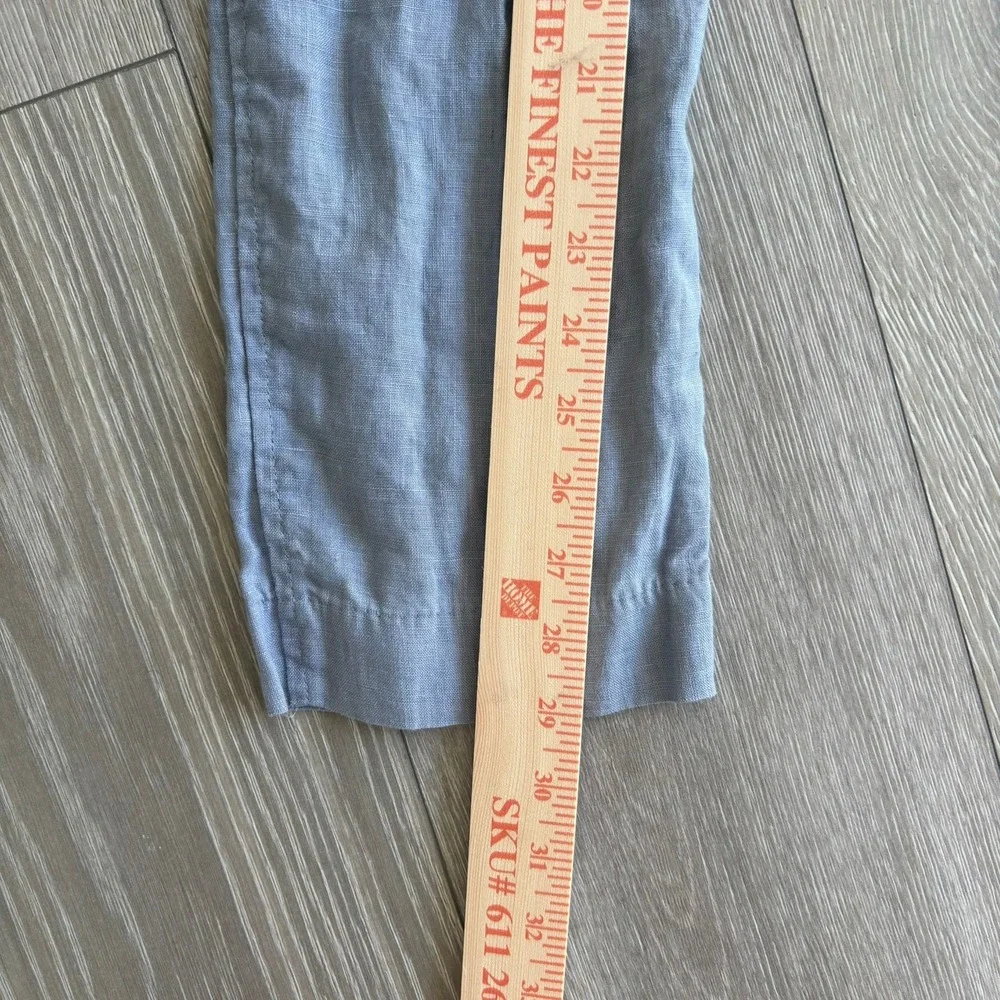 Zara Man 100% Linen Light Blue Drawstring Trousers Pants Size Medium 31